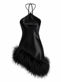 Black Monroe Feather Dress Mini