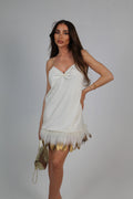 White Satin Feather Dress