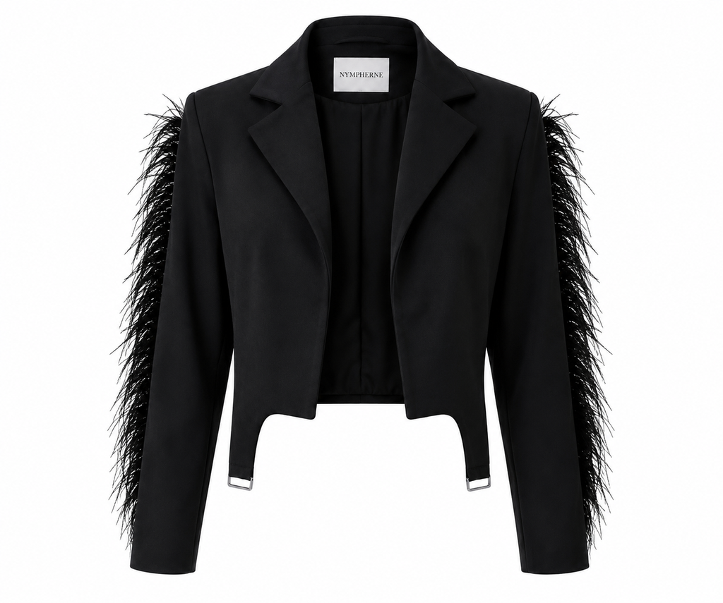 Black Veloura Feather Blazer