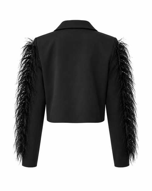Black Veloura Feather Blazer