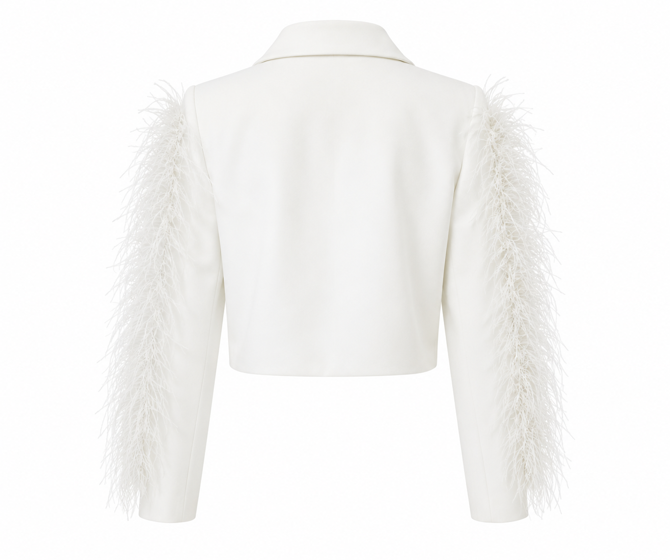 White Veloura Feather Blazer