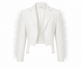 White Veloura Feather Blazer